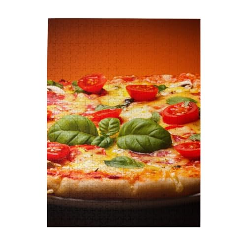 Großes Pizza-Druck-Puzzle, 500-teiliges Holz-Fotopuzzle, personalisiertes Puzzle für Erwachsene, Familienspiel, 38 x 52 cm von ZaKhs
