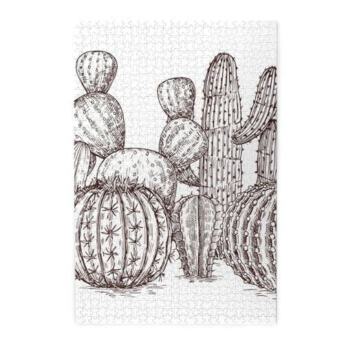 Handgezeichnetes Kaktus-Druck-Puzzle, 1000 Teile, Holz-Puzzle, personalisiertes Puzzle, Familienspiel Handgezeichnetes Kaktus-Druck-Puzzle, 1000 Teile, Holz-Puzzle, personalisiertes Puzzle, Familienspiel von ZaKhs