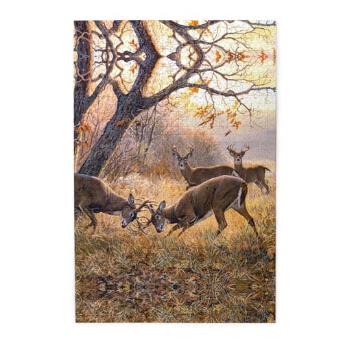 Hirschjagd Druck Puzzle 1000 Teile Holz Puzzle Personalisiertes Puzzle Familienspiel von ZaKhs