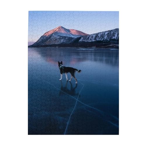 Husky Dog on a Frozen Lake Print Jigsaw Puzzle 500 Piece Wooden Photo Puzzle Personalized Puzzle for Adult Family Game 38x52cm von ZaKhs