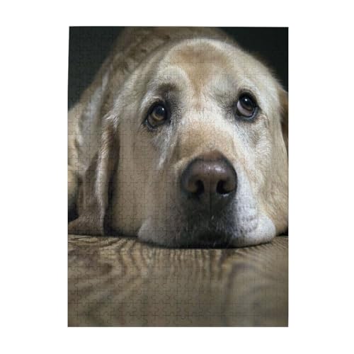 Lovely Labrador Dog Print Jigsaw Puzzle 500 Piece Wooden Photo Puzzle Personalized Puzzle for Adult Family Game 38x52cm von ZaKhs