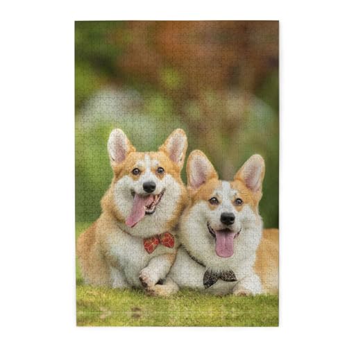 Niedliches Corgi-Druck-Puzzle, 1000 Teile, Holz-Puzzle, personalisiertes Puzzle, Familienspiel von ZaKhs