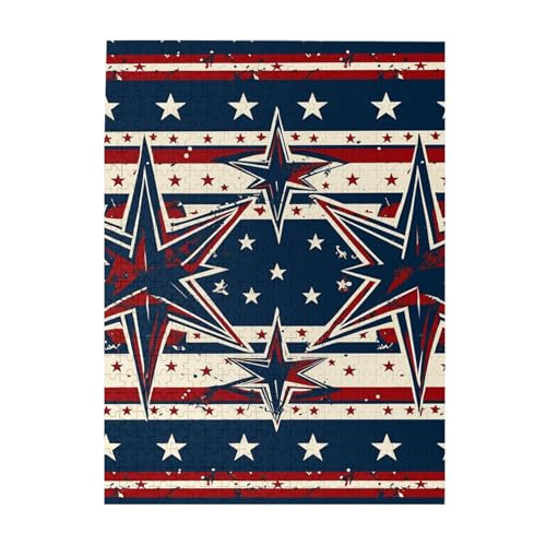 Patriot Star Line Druck-Puzzle, 500 Teile, Holz-Fotopuzzle, personalisiertes Puzzle für Erwachsene, Familienspiel, 38 x 52 cm von ZaKhs