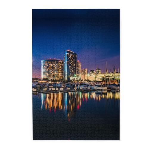 Portland bei Nacht, Druck-Puzzle, 1000 Teile, Holzpuzzle, personalisiertes Puzzle, Familienspiel von ZaKhs