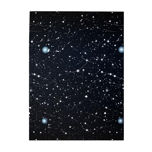Puzzle mit Sternbildern und Sternen, 500 Teile, Holz-Fotopuzzle, personalisiertes Puzzle für Erwachsene, Familienspiel, 38 x 52 cm von ZaKhs