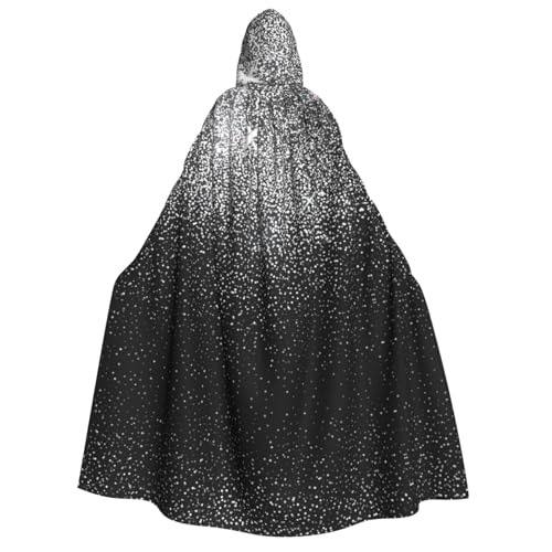 ZaKhs Glänzender silberner Glitzer-Aufdruck, Kapuzenumhang für Damen, Umhang Zauberer, Tunika, Halloween, Cosplay, Kostüm, Umhang für Party von ZaKhs