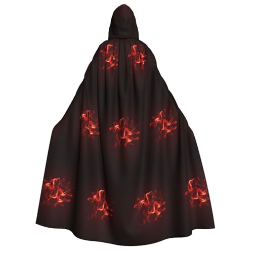 ZaKhs Kapuzenumhang mit rotem Flammen-Druck, für Damen, Zauberer, Tunika, Halloween, Cosplay, Kostüm, Umhang für Party von ZaKhs