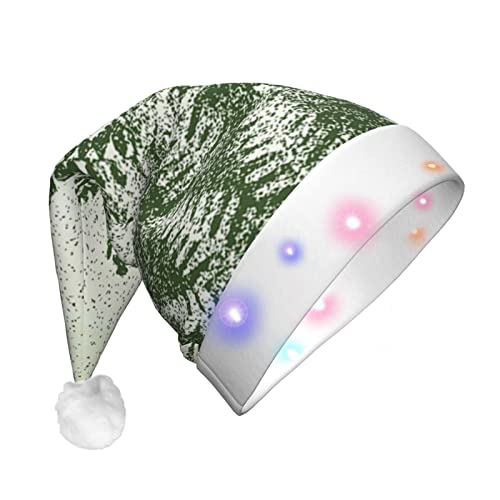 ZaKhs Pflanze Silhouette Farn Blatt Druck Santa Hut Leuchtet Plüsch Weihnachtsmütze Xmas Urlaub Hut Für Neujahr Party von ZaKhs
