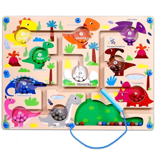 Zaceaur Magnetisches Labyrinth in Farbe und Zahlen, Montessori-Spielzeug für über 3 Jahre, Holzpuzzle-Spielzeug, Labyrinth-Spielzeug für Jungen und Mädchen von Zaceaur