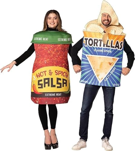 Zadin Chips und Salsa Kostüm, beste Freundin Kostüm für Frauen, dynamisches Duo passendes Halloween-Paar-Kostüm, Rot & Grün, Standard von Zadin