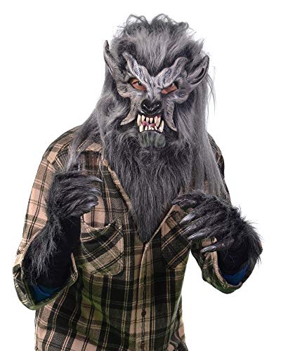Zagone Studios Werwolf Kostüm Set 3-teilig bestehend aus Maske, Fellkragen & Hände - Horror-Kostüm Zubehör Verkleidung für Karneval, Halloween & Motto-Party von Zagone Studios