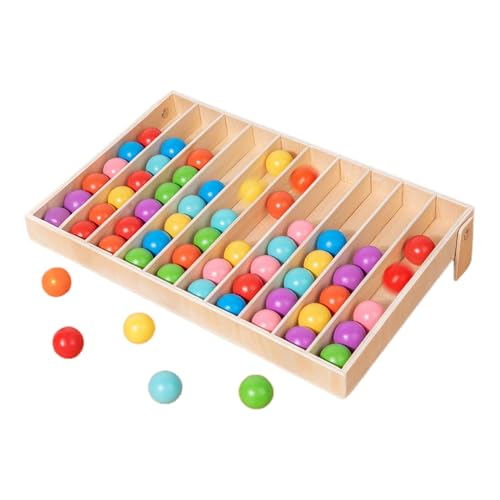 Zahoken Farbensortier Sinnes Spielzeug | Bälle Farbensortierspiel - Holzspielzeug Zur Intelligenzförderung | Für Klassenzimmer Homeschooling Vorschule Nachhilfe Mädchen Geburtstag Weihnachten von Zahoken