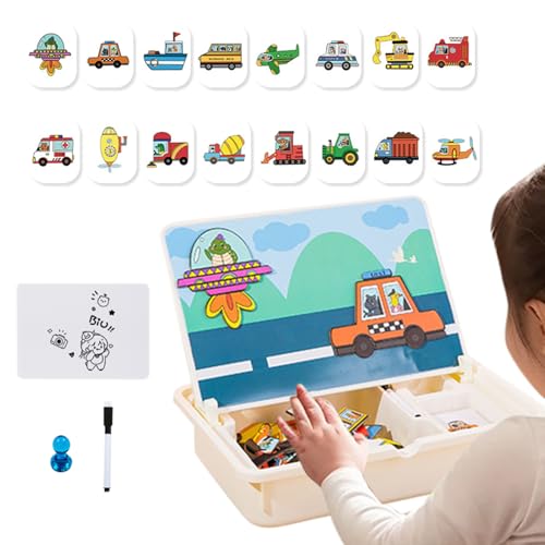 Zahoken Magnetspielbox Kinder Einhorn Ab 3 Jahre, Zuordnungsspiel Lernspielzeug, Kreative Reisespiele Mit Tragecase Für Kinder Mädchen Zuhause Kindergarten Spiel von Zahoken