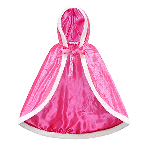 ZaisuiFun Mädchen Umhang Prinzessin Cape Prinzessin Halloween Kostüm Umhang Party Karneval Party Outfits Cosplay für Kinder, Rose, 116-122(Etikett 120) von ZaisuiFun