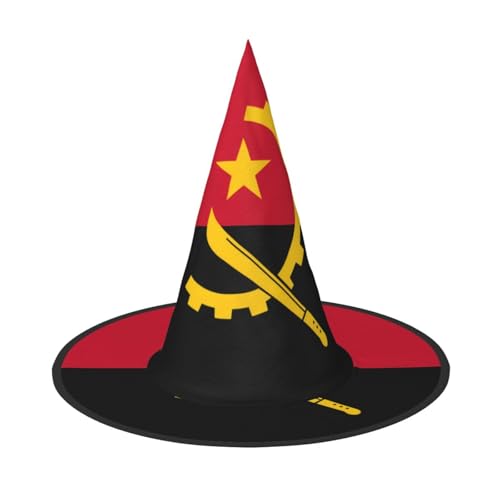 Zaixiansj Halloween-Hexenhut, Angola-Flagge, Kostüm, Kopfbedeckung, Erwachsene, gruseliger Hut, Festival-Kopfbedeckung von Zaixiansj