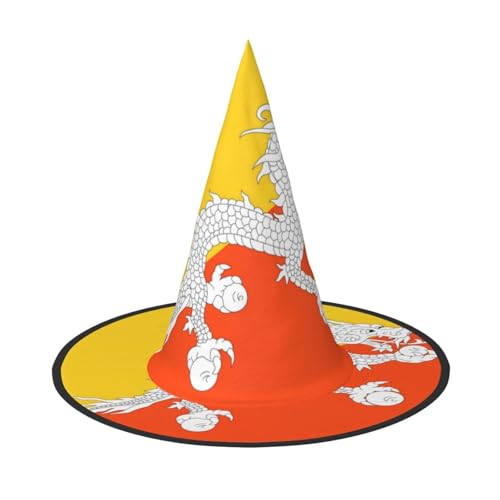 Zaixiansj Halloween-Hexenhut, Bhutan-Flagge, Kostüm, Kopfbedeckung, Erwachsene, gruseliger Hut, Festival-Kopfbedeckung von Zaixiansj