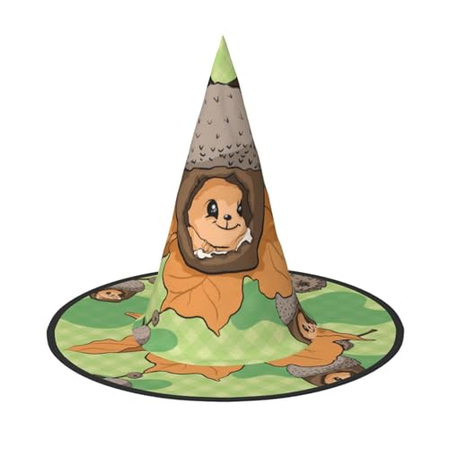 Zaixiansj Halloween-Hexenhut, Cartoon-Eichhörnchen-Druck, Kostüm, Kopfbedeckung, Erwachsene, gruseliger Hut, Festival-Kopfbedeckung von Zaixiansj