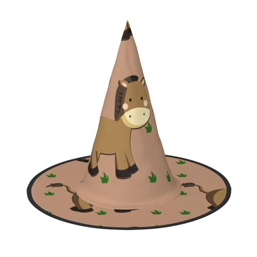 Zaixiansj Halloween-Hexenhut, Cartoon-Esel-Druck, Kostüm, Kopfbedeckung, Erwachsene, gruseliger Hut, Festival-Kopfbedeckung von Zaixiansj