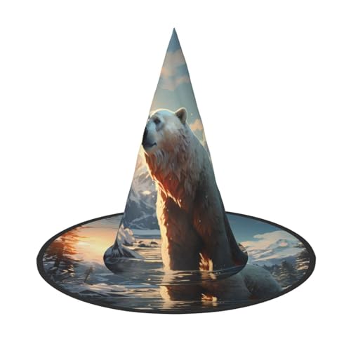 Zaixiansj Halloween-Hexenhut, Eisbär im Winter, Kopfbedeckung, gruseliger Hut für Erwachsene, Festival-Kopfbedeckung Zaixiansj Halloween-Hexenhut, Eisbär im Winter, Kopfbedeckung, gruseliger Hut für Erwachsene, Festival-Kopfbedeckung von Zaixiansj
