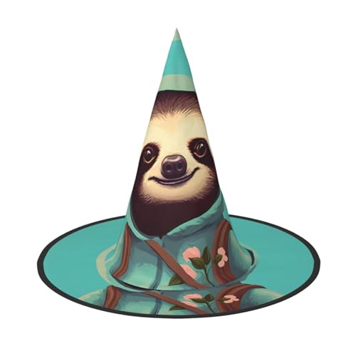 Zaixiansj Halloween-Hexenhut, Faultier-Kostüm, Kopfbedeckung, Erwachsene, gruseliger Hut, Festival-Kopfbedeckung von Zaixiansj