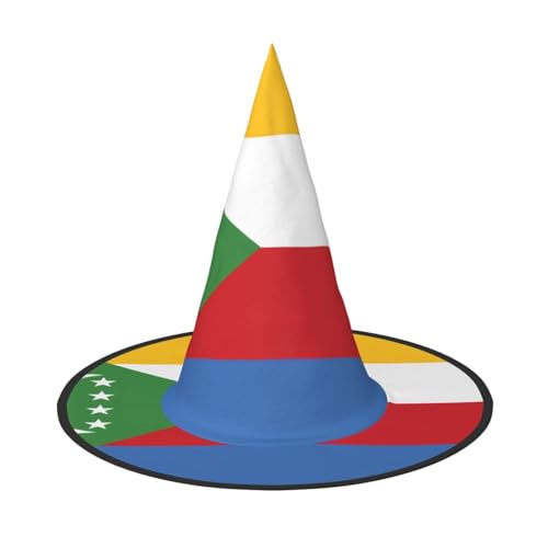 Zaixiansj Halloween-Hexenhut, Flagge der Komoren, Kopfbedeckung, gruseliger Hut für Erwachsene, Festival-Kopfbedeckung von Zaixiansj