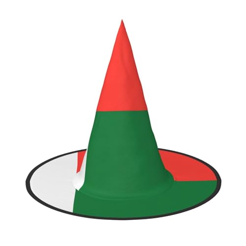 Zaixiansj Halloween-Hexenhut, Flagge von Madagaskar, Kopfbedeckung für Erwachsene, gruseliger Hut, Festival-Kopfbedeckung von Zaixiansj