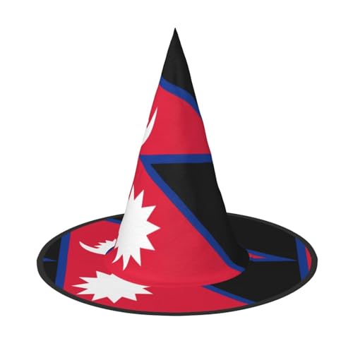 Zaixiansj Halloween-Hexenhut, Flagge von Nepal, Kopfbedeckung für Erwachsene, gruseliger Hut, Festival-Kopfbedeckung von Zaixiansj