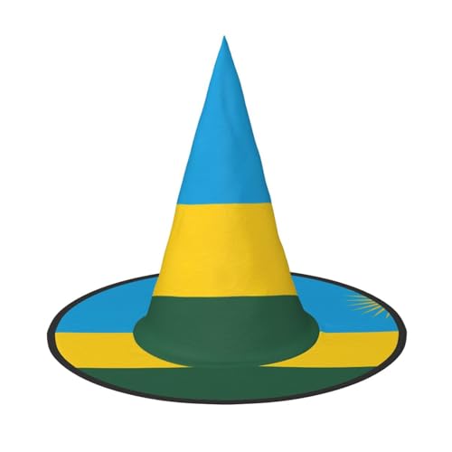 Zaixiansj Halloween-Hexenhut, Flagge von Ruanda, Kopfbedeckung, gruseliger Hut für Erwachsene, Festival-Kopfbedeckung von Zaixiansj