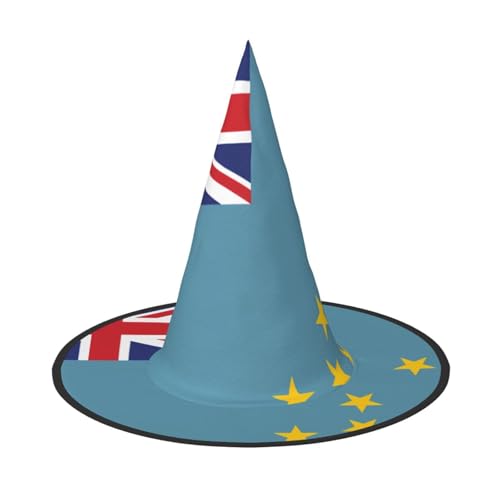 Zaixiansj Halloween-Hexenhut, Flagge von Tuvalu, Kopfbedeckung, gruseliger Hut für Erwachsene, Festival-Kopfbedeckung von Zaixiansj