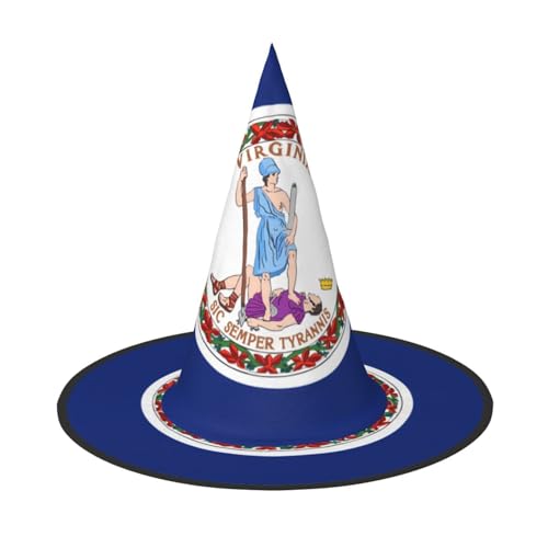 Zaixiansj Halloween-Hexenhut, Flagge von Virginia, Kopfbedeckung, gruseliger Hut für Erwachsene, Festival-Kopfbedeckung Zaixiansj Halloween-Hexenhut, Flagge von Virginia, Kopfbedeckung, gruseliger Hut für Erwachsene, Festival-Kopfbedeckung von Zaixiansj