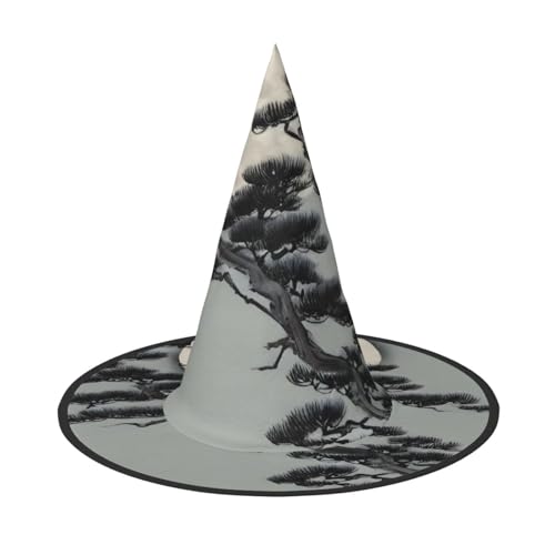 Zaixiansj Halloween-Hexenhut, Kiefernbaum unter dem Mond, Kopfbedeckung, für Erwachsene, gruseliger Hut, Festival-Kopfbedeckung von Zaixiansj