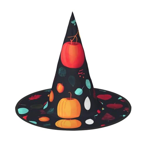 Zaixiansj Halloween-Hexenhut, Kürbis-Blumen-Druck, Kostüm, Kopfbedeckung, Erwachsene, gruseliger Hut, Festival-Kopfbedeckung von Zaixiansj
