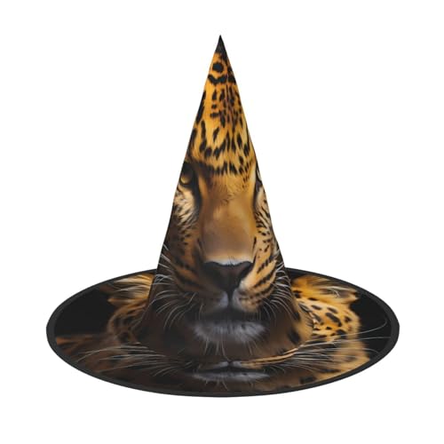 Zaixiansj Halloween-Hexenhut, Leopardenmuster, Kopfbedeckung, gruseliger Hut für Erwachsene, Festival-Kopfbedeckung Zaixiansj Halloween-Hexenhut, Leopardenmuster, Kopfbedeckung, gruseliger Hut für Erwachsene, Festival-Kopfbedeckung von Zaixiansj