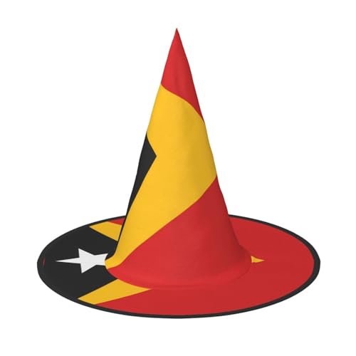 Zaixiansj Halloween-Hexenhut, Motiv: Flagge von Timor-Leste, Kostüm, Kopfbedeckung, Erwachsene, gruseliger Hut, Festival-Kopfbedeckung von Zaixiansj