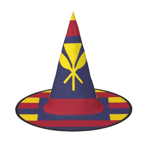 Zaixiansj Halloween-Hexenhut, Motiv: Königreich Hawaii-Flagge, Kostüm, Kopfbedeckung, Erwachsene, gruseliger Hut, Festival-Kopfbedeckung von Zaixiansj