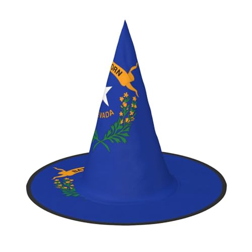 Zaixiansj Halloween-Hexenhut, Motiv: Nevada-Flagge, Kopfbedeckung, gruseliger Hut für Erwachsene, Festival-Kopfbedeckung von Zaixiansj