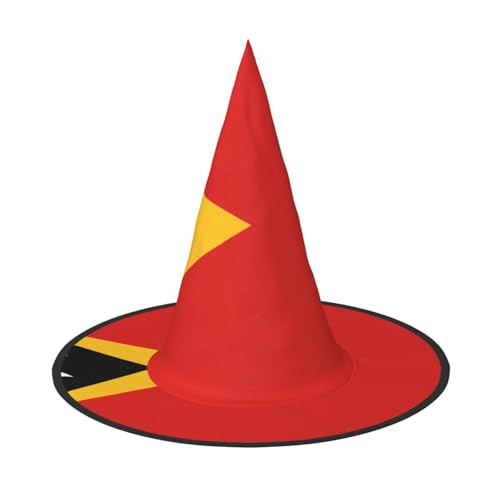 Zaixiansj Halloween-Hexenhut, Motiv: Timor-Leste-Flagge, Kostüm, Kopfbedeckung, Erwachsene, gruseliger Hut, Festival-Kopfbedeckung von Zaixiansj