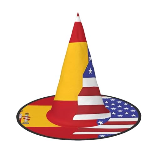 Zaixiansj Halloween-Hexenhut, Motiv: amerikanische Spanien-Flagge, Kostüm, Kopfbedeckung, Erwachsene, gruseliger Hut, Festival-Kopfbedeckung von Zaixiansj