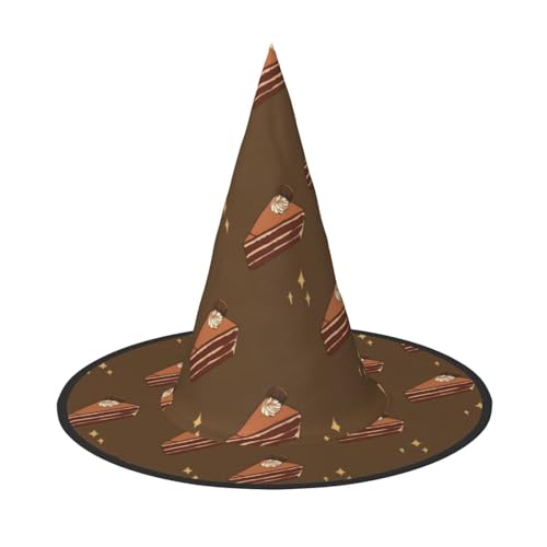 Zaixiansj Halloween-Hexenhut, Schokoladen-Quadrate, Kuchen-Druck, Kostüm, Kopfbedeckung, Erwachsene, gruseliger Hut, Festival-Kopfbedeckung von Zaixiansj