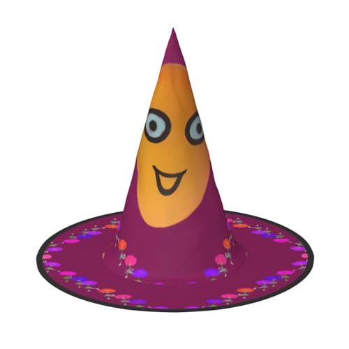 Zaixiansj Halloween-Hexenhut, Smiley-Mango-Druck, Kostüm, Kopfbedeckung, Erwachsene, gruseliger Hut, Festival-Kopfbedeckung von Zaixiansj