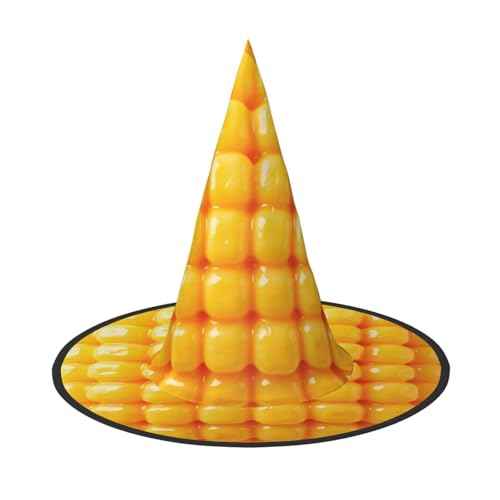 Zaixiansj Halloween-Hexenhut, goldener Maiskern-Druck, Kostüm, Kopfbedeckung, Erwachsene, gruseliger Hut, Festival-Kopfbedeckung von Zaixiansj