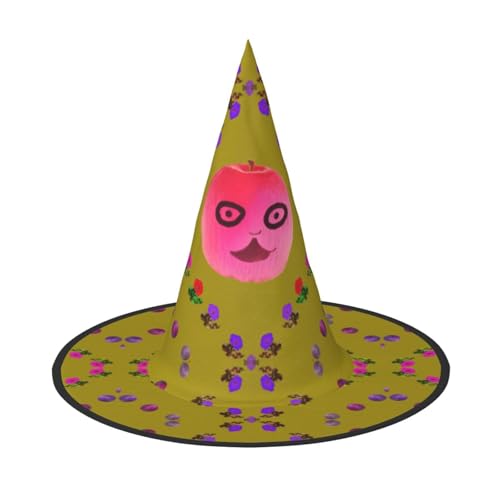 Zaixiansj Halloween-Hexenhut, lustiges Gesicht, Pfirsichdruck, Kostüm, Kopfbedeckung, Erwachsene, gruseliger Hut, Festival-Kopfbedeckung von Zaixiansj