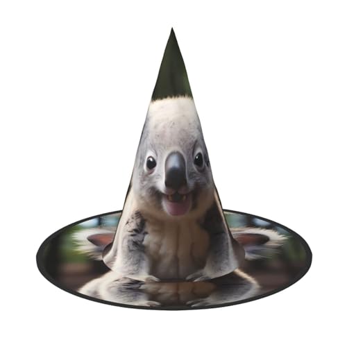 Zaixiansj Halloween-Hexenhut, niedlicher Koala-Druck, Kostüm, Kopfbedeckung, Erwachsene, gruseliger Hut, Festival-Kopfbedeckung von Zaixiansj