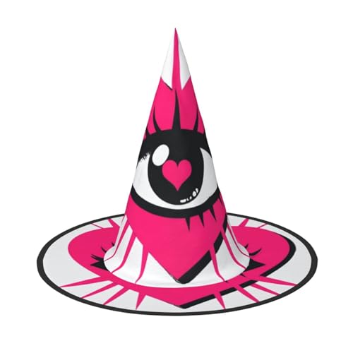 Zaixiansj Halloween-Hexenhut, rosa Herz mit Augenaufdruck, Kostüm, Kopfbedeckung, Erwachsene, gruseliger Hut, Festival-Kopfbedeckung von Zaixiansj