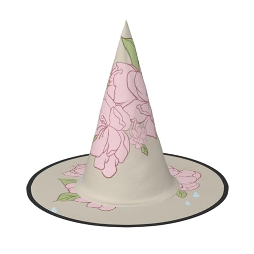 Zaixiansj Halloween-Hexenhut, rosa Pfirsichblüten, Kopfbedeckung für Erwachsene, gruseliger Hut, Festival-Kopfbedeckung Zaixiansj Halloween-Hexenhut, rosa Pfirsichblüten, Kopfbedeckung für Erwachsene, gruseliger Hut, Festival-Kopfbedeckung von Zaixiansj