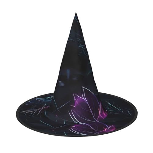 Zaixiansj Halloween-Hexenhut, schwarzer Mystery-Druck, Kostüm, Kopfbedeckung, Erwachsene, gruseliger Hut, Festival-Kopfbedeckung von Zaixiansj