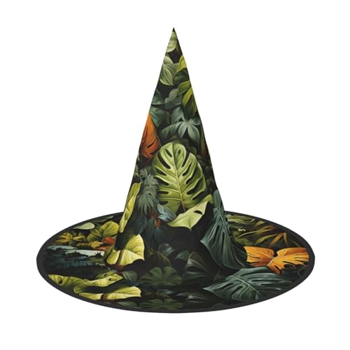 Zaixiansj Halloween-Hexenhut, tropische Palmenblätter, Kostüm, Kopfbedeckung, Erwachsene, gruseliger Hut, Festival-Kopfbedeckung von Zaixiansj