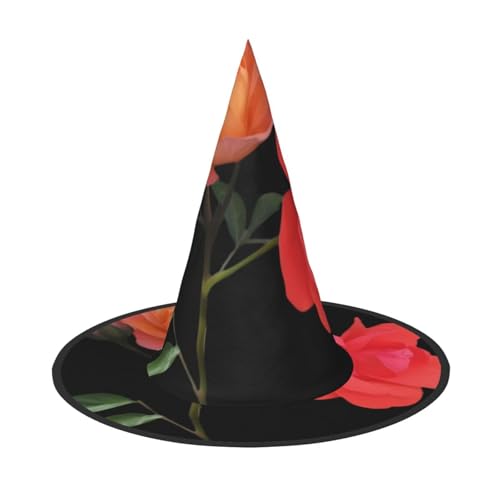 Zaixiansj Halloween-Hexenhut, zweifarbiger Mondblumen-Druck, Kostüm, Kopfbedeckung, Erwachsene, gruseliger Hut, Festival-Kopfbedeckung von Zaixiansj