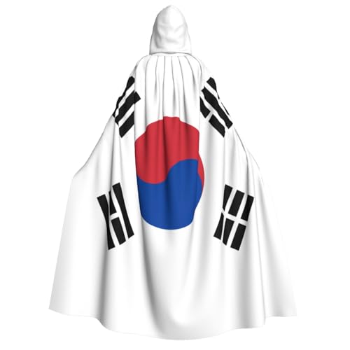 Zaixiansj Kapuzenumhang für Erwachsene, für Halloween, Party, Cosplay, Flagge der Republik Korea, bedruckt, Kapuzenmantel, Kostüm, Umhang, Zubehör von Zaixiansj