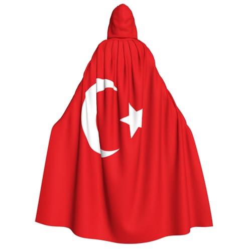 Zaixiansj Kapuzenumhang für Erwachsene, für Halloween, Party, Cosplay, Flagge der Türkei, bedruckt, Kapuzenmantel, Kostüm, Umhang, Zubehör von Zaixiansj